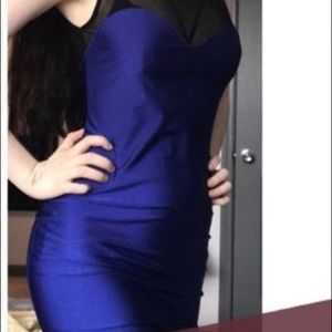 sweetheart royal blue/black mini dress